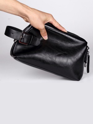 MB002*EXCELLENT QUALITY MEN PU LEATHER CLUTCH-WRISTLET-POUCH (BLACK)